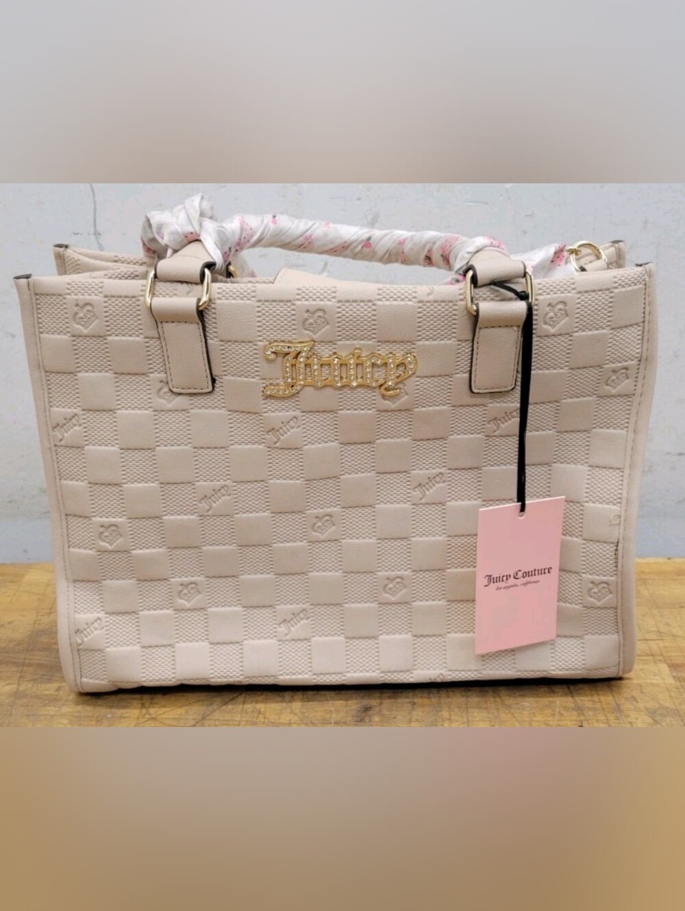 Juicy Couture Blush Checker Tote Bag